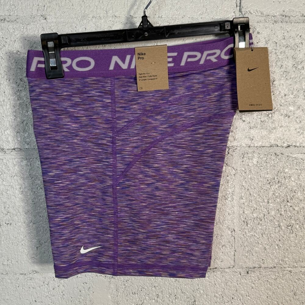 Nike Women's Pro 3" High rise Training Shorts - Black Raspberry (Spacedye) Large
